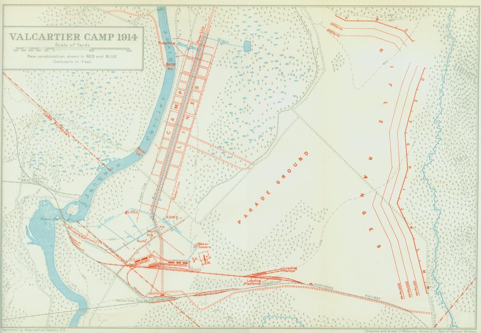 map of Valcartier camp, 1914