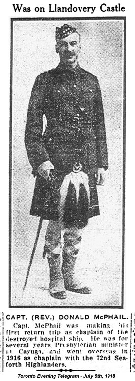 Capt. (Rev.) Donald MacPhail, Chaplain to the 72nd Seaforth Highlanders