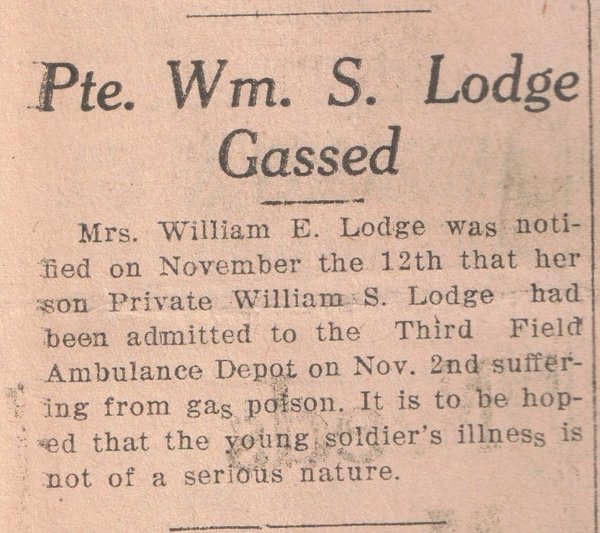 Pte. Wm. S. Lodge Gassed