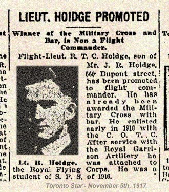Captain R. T. C. Hoidge - Promoted